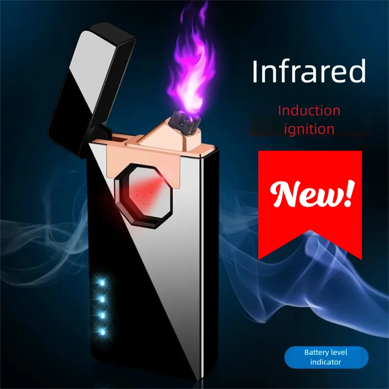 HBHJ-153， Creativity, infrared, sensing, metal, windproof, dual arc, USB charging, gift box, gift giving, lighter