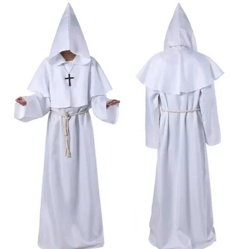 Halloween Medieval Christian Friar Priest Robes Witch Wizard Cloak Cape Party Death Ghost Vampire Devil Cosplay Costumes