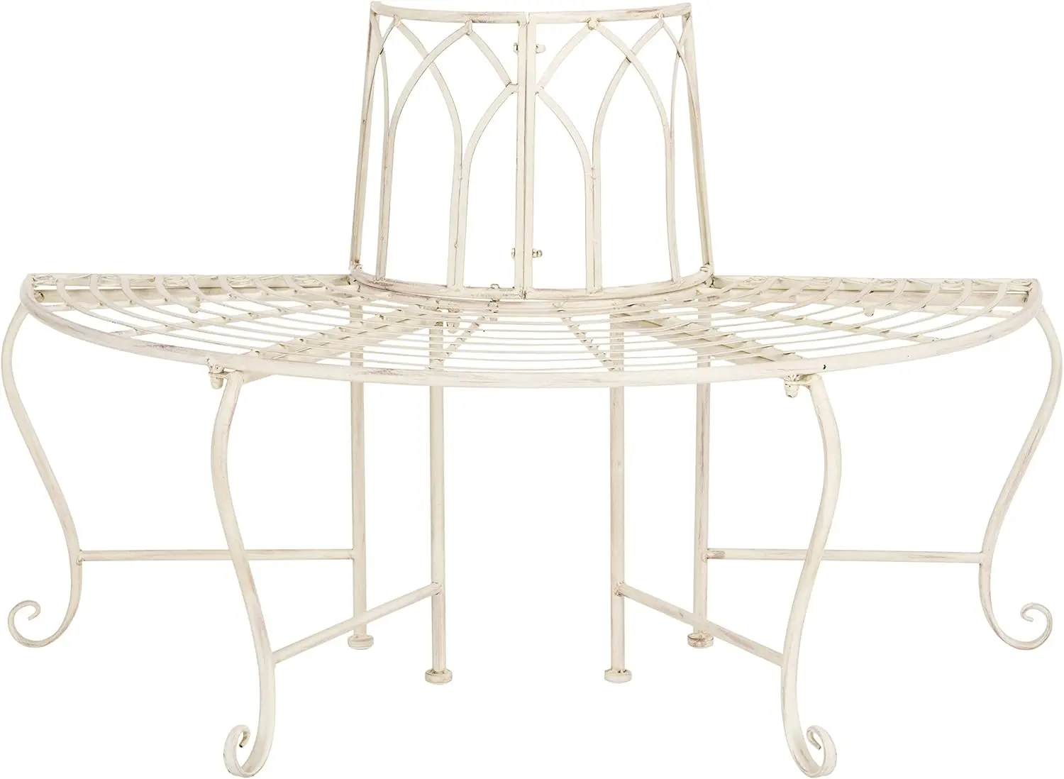 

PAT5018A Collection Abner Antique Wrought Iron 45.75" Outdoor Garden Bench, Distressed White