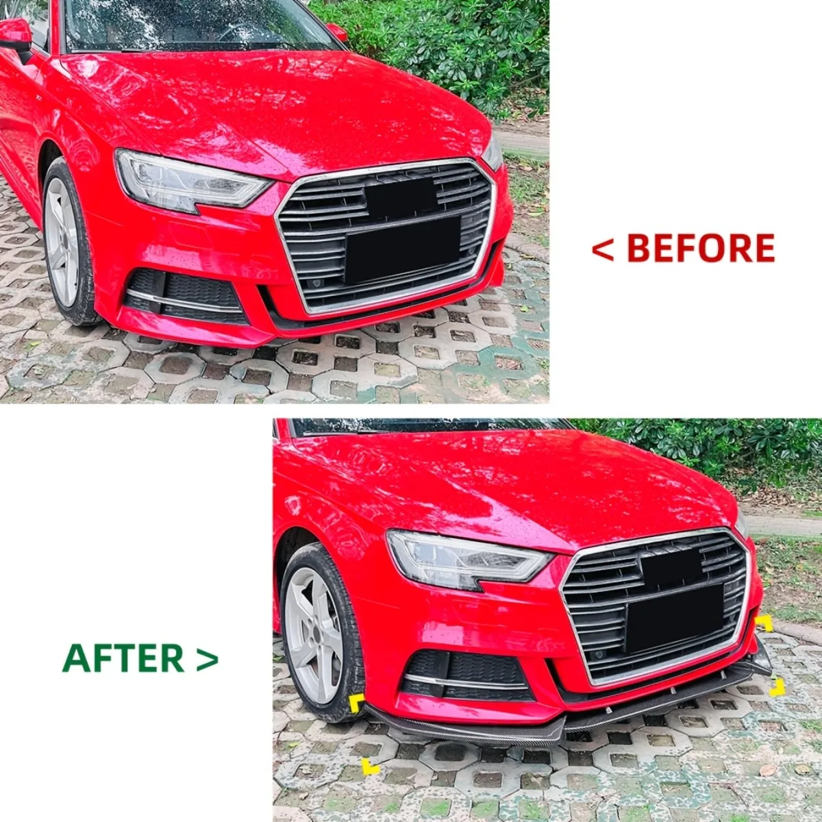 Fit For Audi S3 A3 8V S-line 2017-2020 Saloon/Sportback Maxton Style Front Bumper Lip Spoiler Splitter Diffuser Canards Tuning view 3