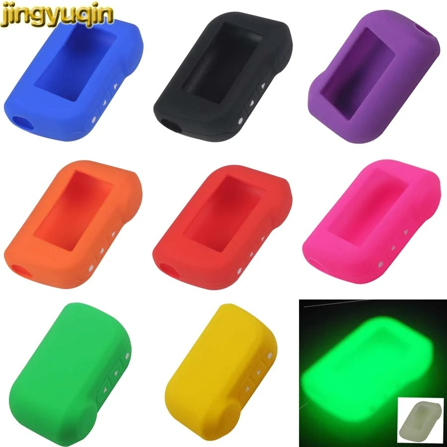 

Jingyuqin 50pcs Silicone Key Fob Cover Case For Russian Version Starline A63 A93 Two Way LCD Car Alarm System 3 Buttons Keychain