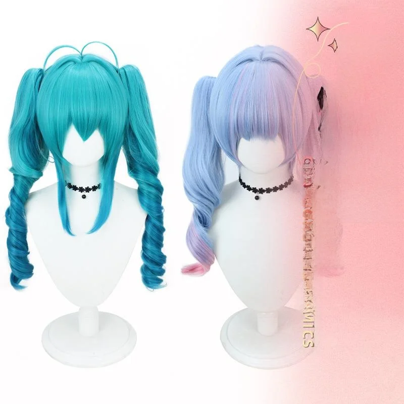ミクコスプレウィッグダブルテールラビットホールフェアリーテイル偽毛エクステンションアニメコンベンションコスチュームアクセサリーフライブルーブランド