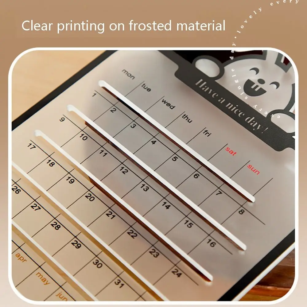 Multi-functional Perpetual Table Calendar Cartoon Cute Acrylic Sliding Desk Calendar Creative Transparent Daily Agenda Planner