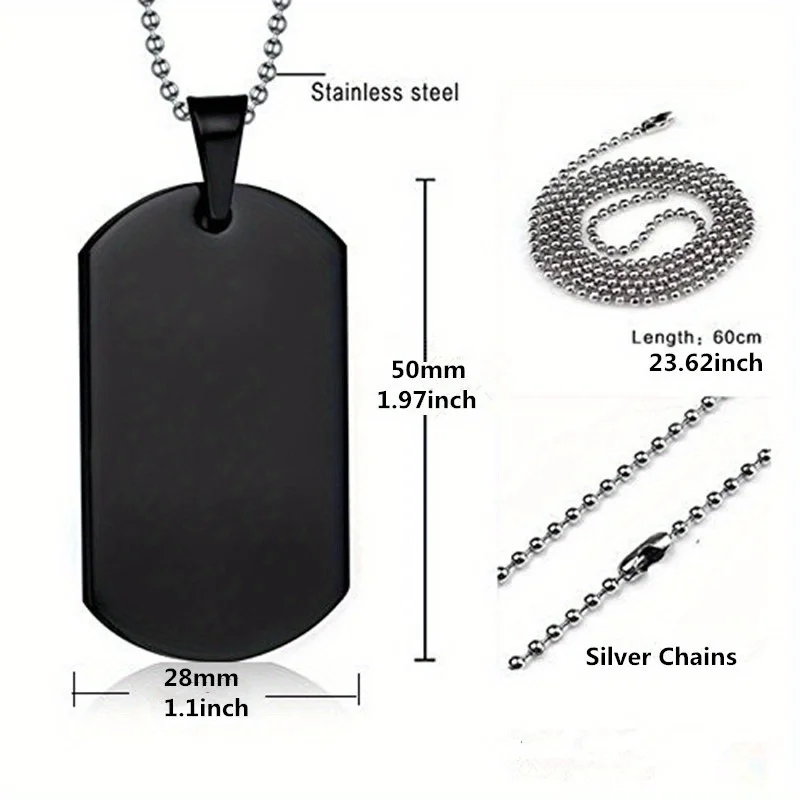 Dog Tag Military Tag Necklace Titanium Steel Blank Military Tag Pendant Necklace For Halloween Party Favors Christmas gift