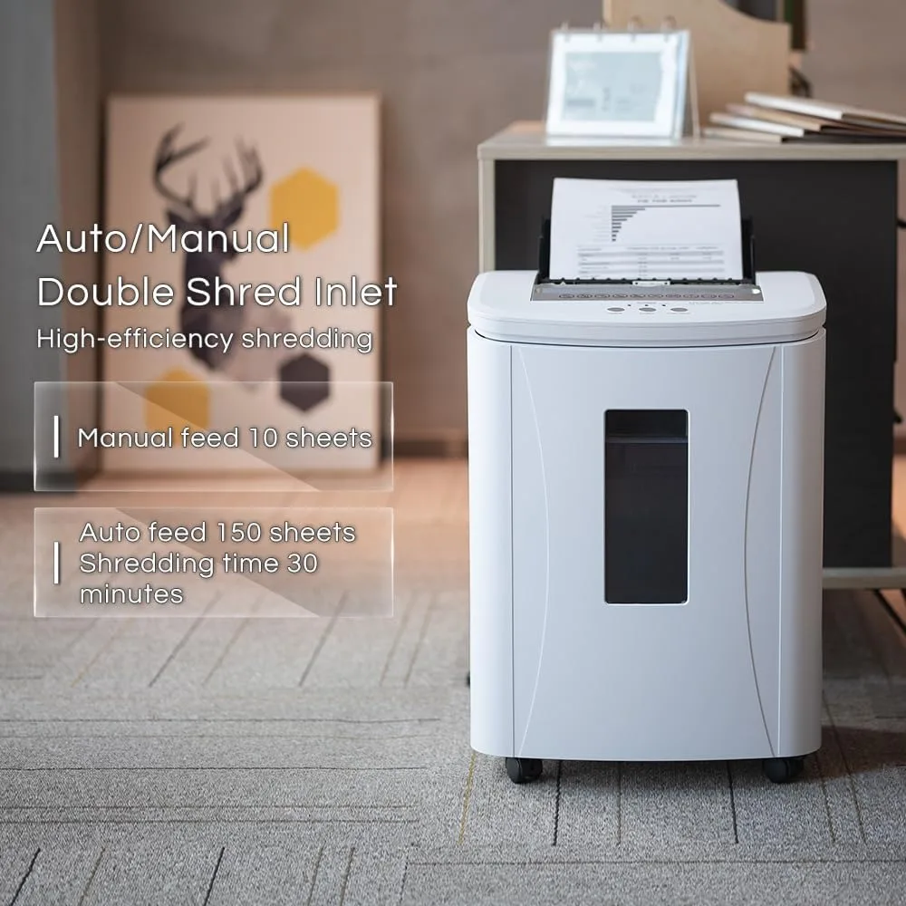 Auto Feed Paper Shredder: High Security Micro Cut Shredders for Home Office, 30 Minutes Commercial Heavy Duty Shredder