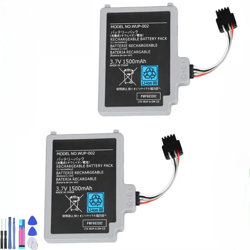 

Стильный комплект из 2 сменных аккумуляторов для контроллера Nintendo Wii U Gamepad WUP-012, 1500 мАч, 3.7 В