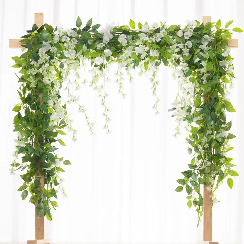 1.8 متر الاصطناعي الوستارية الكرمة الروطان زهرة الحرير سلسلة جارلاند النباتات أوراق الشجر في الهواء الطلق المنزل ورد صناعي معلقة الجدار الديكور #3