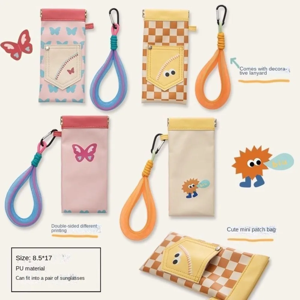 حقيبة نظارات عصرية من جلد البولي يوريثان مقاومة للماء مع صندوق نظارات شمسية بحبل غطاء حماية للنظارات بإغلاق تلقائي