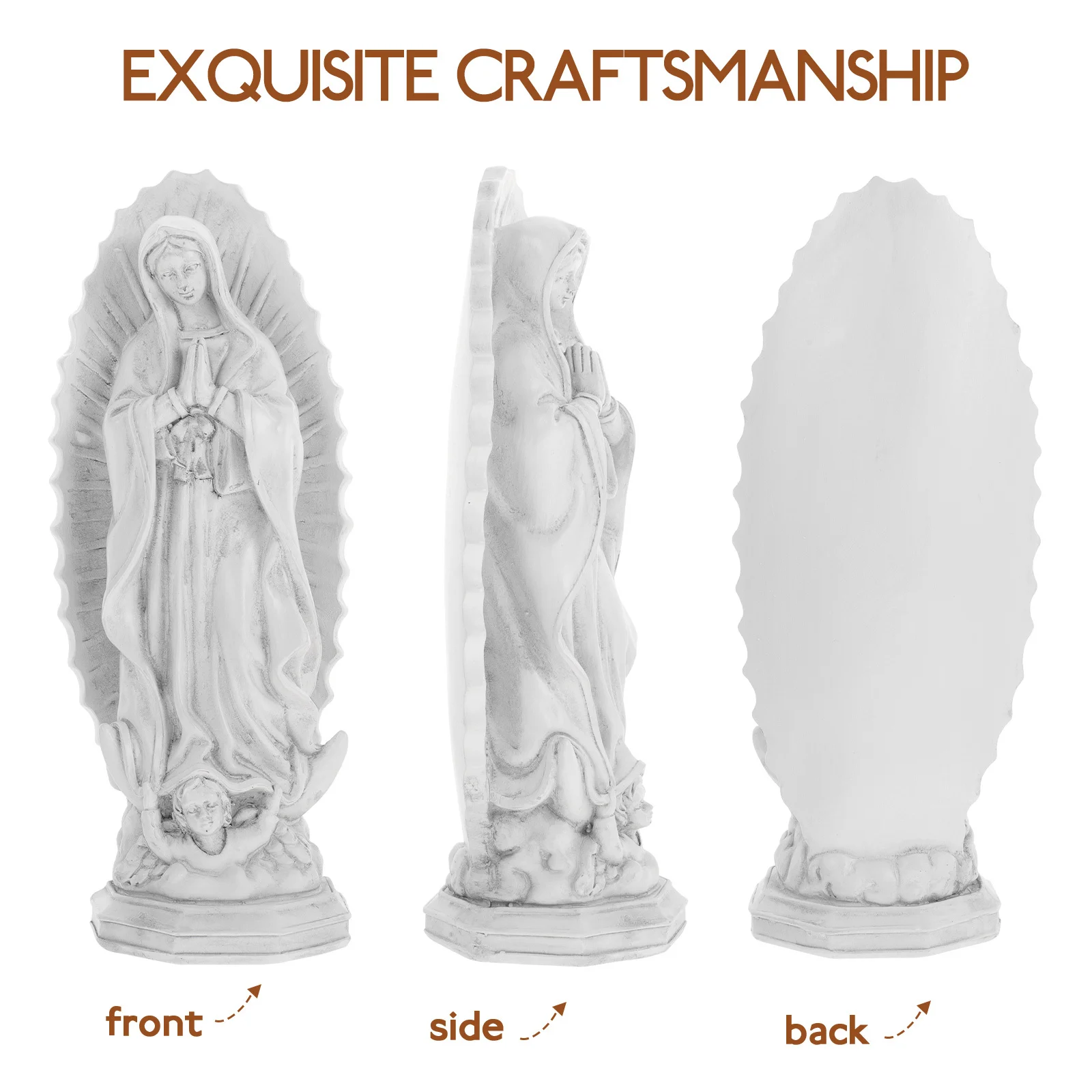 

Virgin Mary Statue Resin Craft Religious Home Decor for Church Desktop Mantel Shelf Office Space Saving Miniature