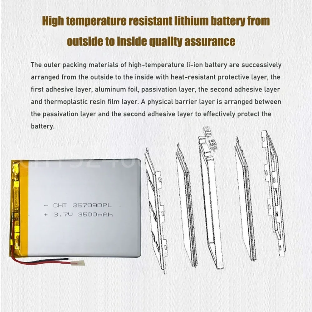 เซลล์ลิโป 3.7V 357090   แบตเตอรี่ลิเธียมโพลิเมอร์แบบชาร์จไฟได้ 3500mah สําหรับ Suo Lixin S18 7/8/9 นิ้วแท็บเล็ตพีซี MP3 ไฟฟ้าของเล่น