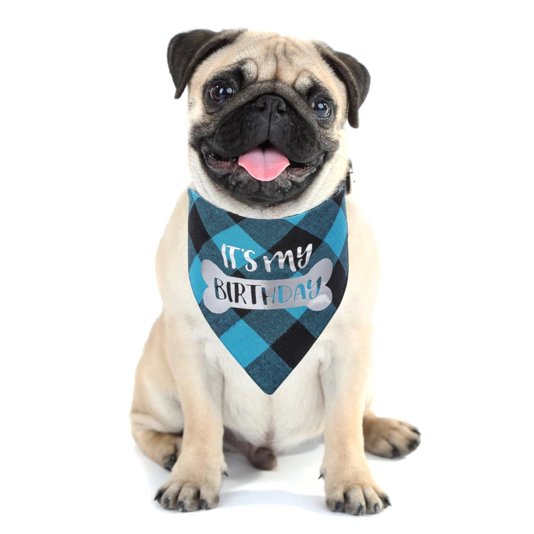 Pet Dog Bandana Bibs Happy Birthday Plaid Triangle Scarfs Washable Cotton Grid Saliva Towel Cat Dog Puppy Kitten Accessories