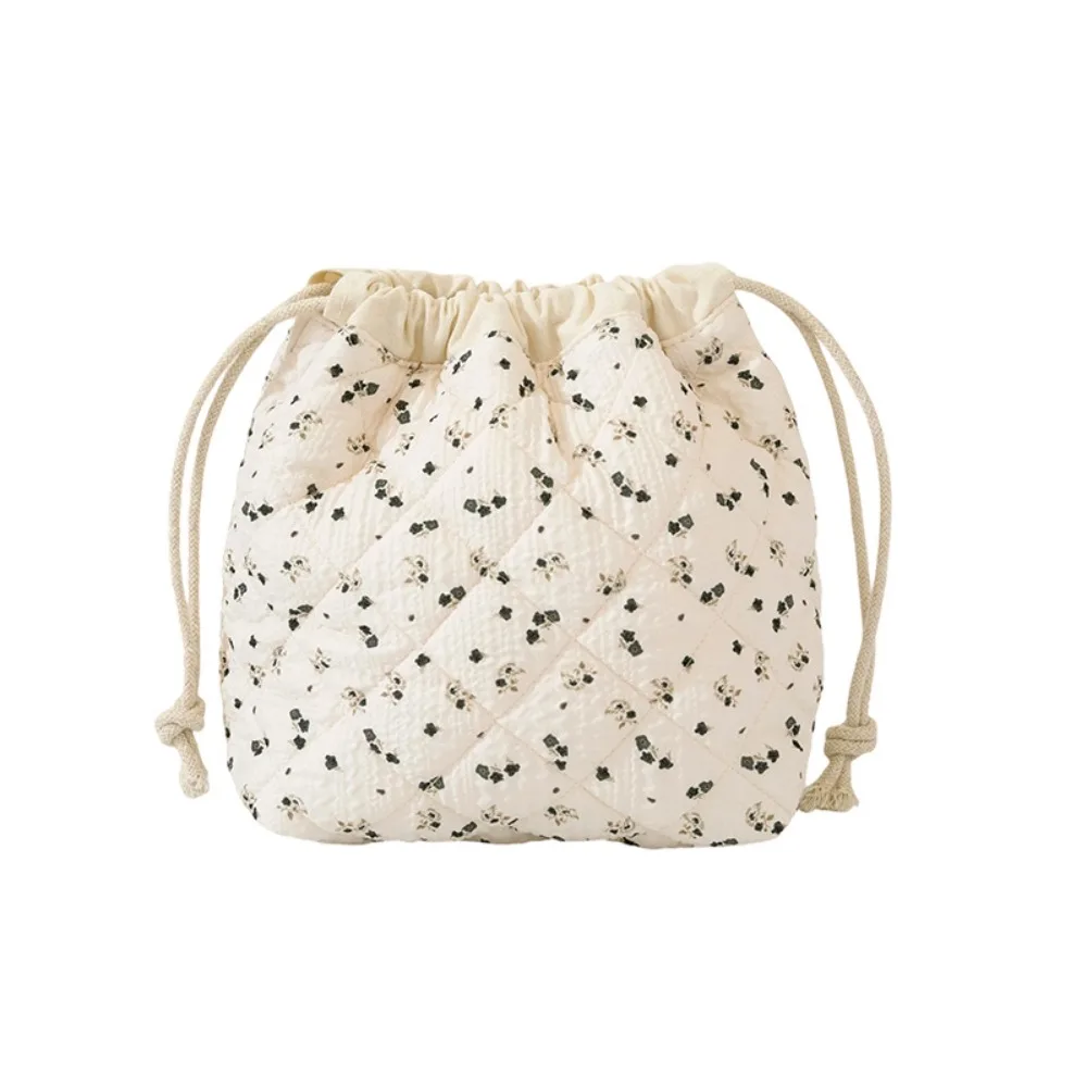 

Cute Quilted Cotton Cosmetic Bag Drawstring Jewelry Storage Bag Lipstick Storage Bag Soft Aesthetic Coin Purse Women/Girls