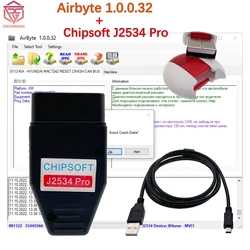 Airbag Reset AirByte 1.0.0.32 for SRS ECU CAN BUS K-LINE Crash Data Reser with Chipsoft J2534 Pro VCI USB OBD2 Scanner Tool Test