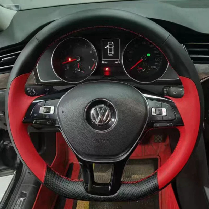 

Custom DIY Car Steering Wheel Cover 100% Fit For Volkswagen VW Golf 7 Mk7 Nieuwe Polo jetta Passat B8 Braiding Car Accessories