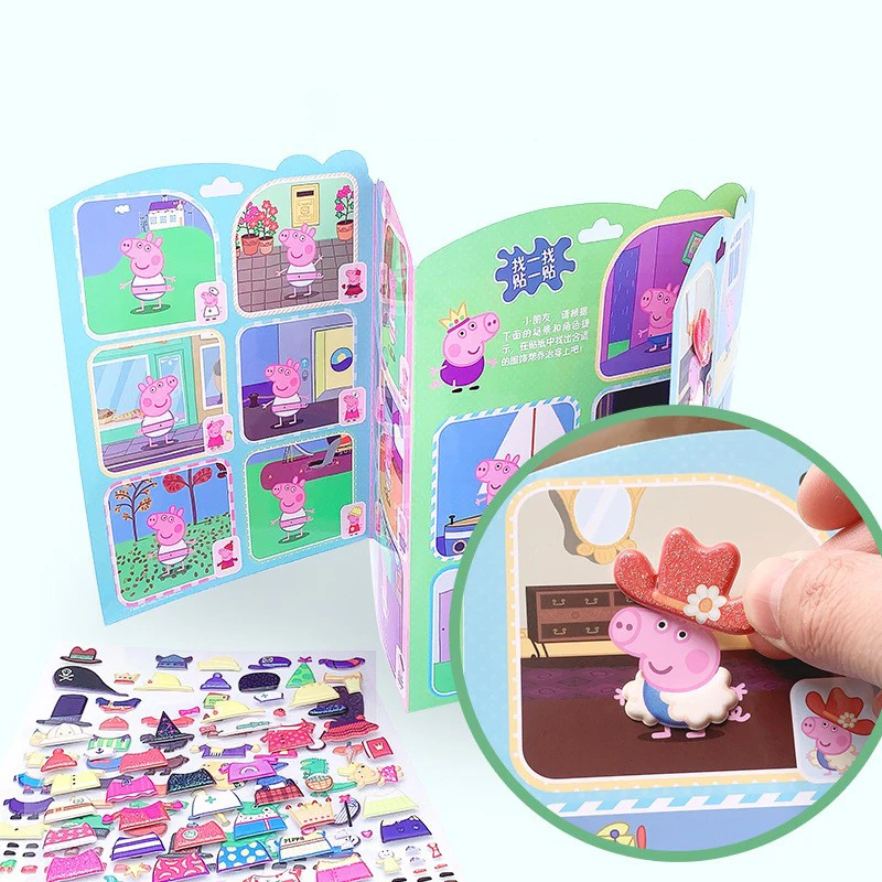 Peppa Pig Page Foam Sticker 3-6 Year Old Baby 3D Cartoon Changeover Sticker Children's Early Education Toy Birthday Gift view 5