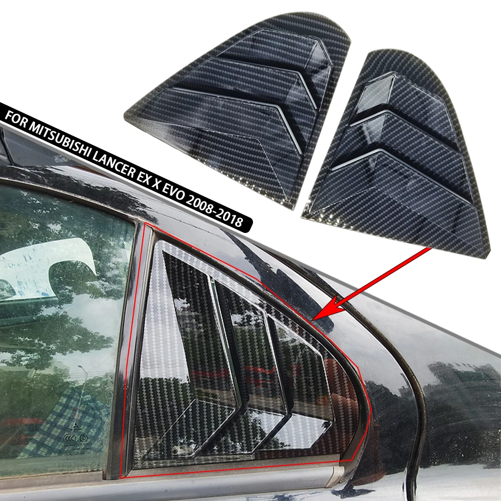 Carbon Fiber Rear Window Side Vent Shutter Louver Cover Trim for Mitsubishi Lancer EX X EVO 2008-2018 Car Accessories Auto Parts