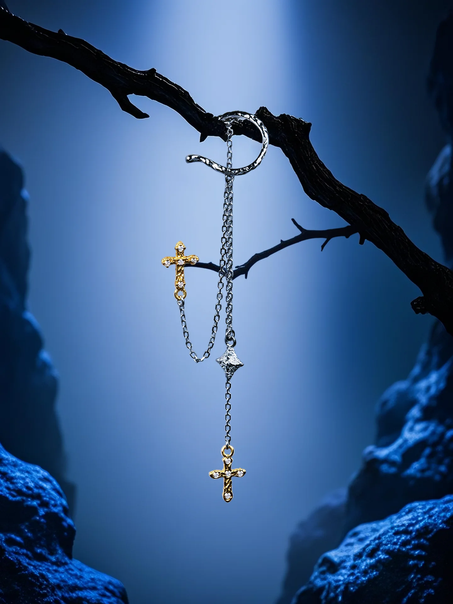 

YUKI 925 Sterling Silver Ear Cuffs Unisex Cross Star Tassel Ear Bone Clips Fashionable Unique Design Birthday Gift