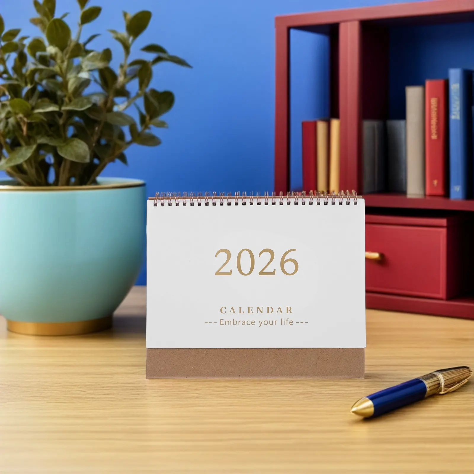 

Full Year 2026 Desk Calendar White Coil Binding Flip Table Daily Planner Agenda Organizer Office School Flip Table Daily Planner
