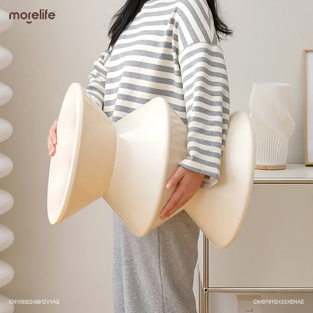 Taburete corto Creama Simple para sala de estar, taburete Circular para cambiar zapatos, otomanas, diseño creativo, banco pequeño blanco, muebles