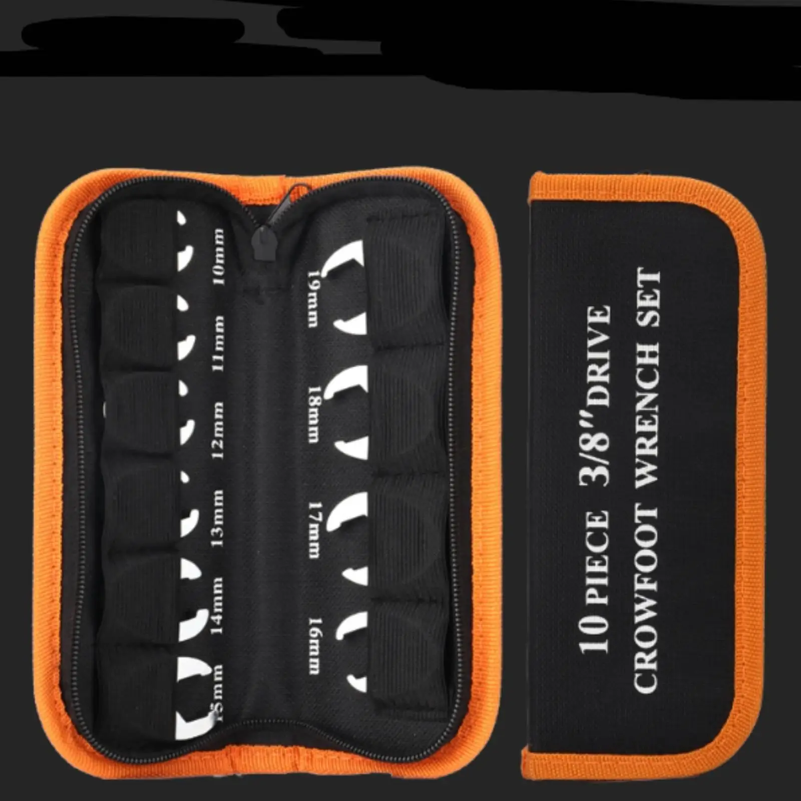 10 Pieces Crowfoot Wrench Set Portable Storage Pouch for Mechanics