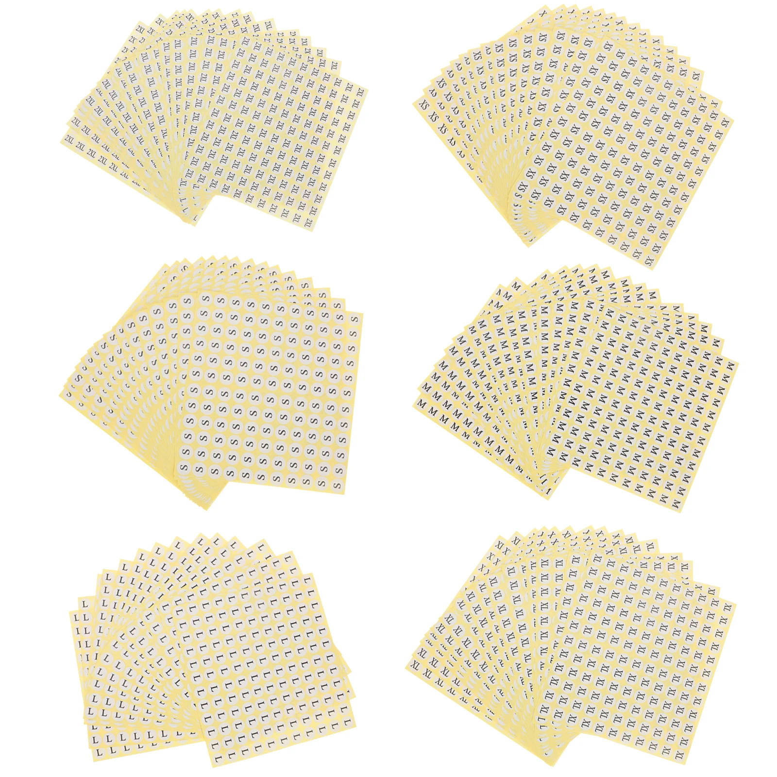 

6Sets ClothesSizeStickers RoundLabels AdhesiveTshirt ClothingLingerieTags ClearPrinting ColorProportioned OrganizeSort