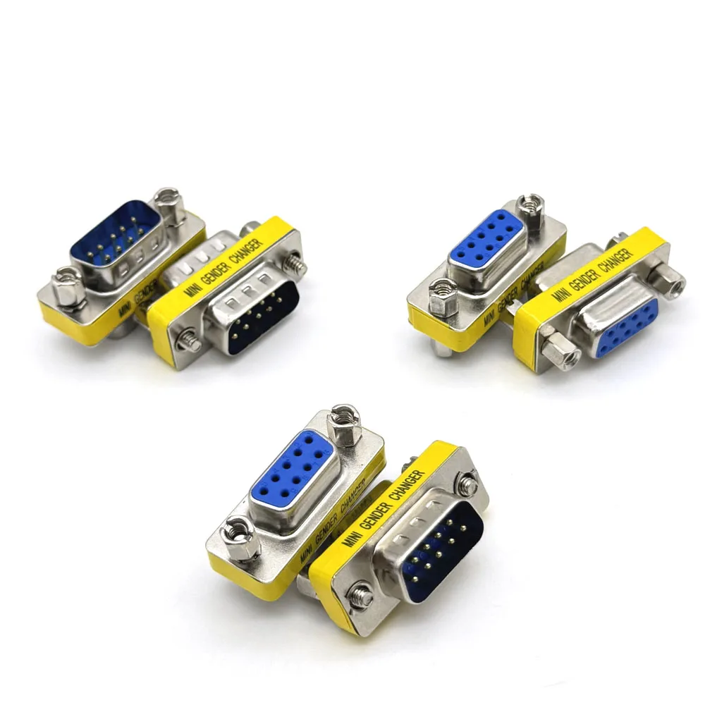 

DB 9Pin VGA Female To Female/Male To Male/Female RS232 Serial Port Com Connector Mini Gender Changer Adapter Null Modem