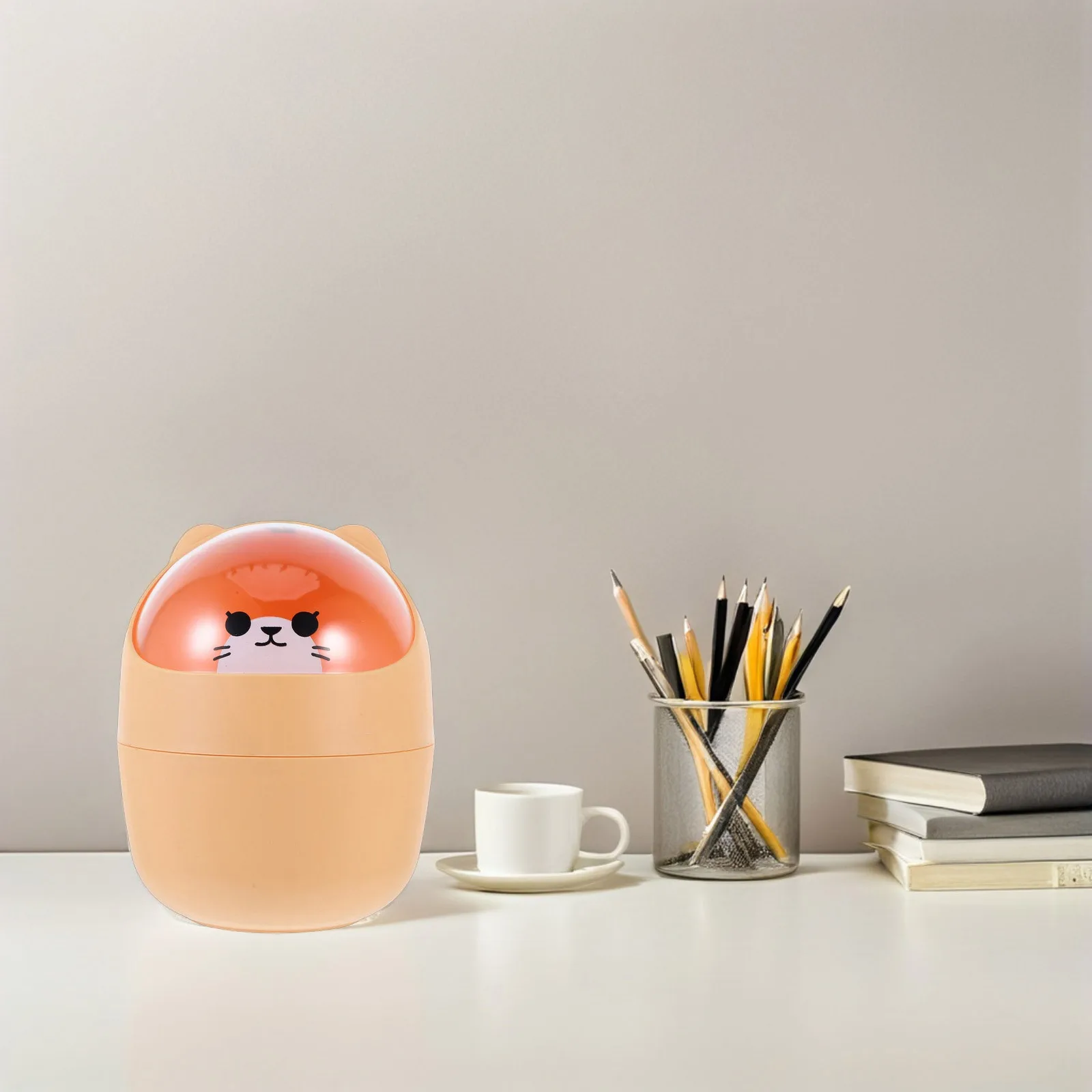 

1 pc Mini Trash Can Shake Lid Lightweight Plastic Desktop Garbage Bin For Office Table Bedroom Kitchen Small Waste Container