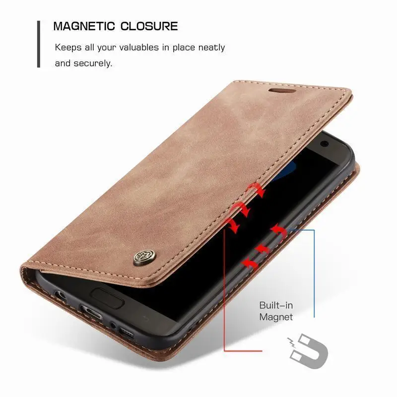 Case For Samsung Galaxy S7 Edge Magnetic Attraction Flip Luxury Leather Wallet Phone Case Cover For Samsung Galaxy S7 S 7 Edge