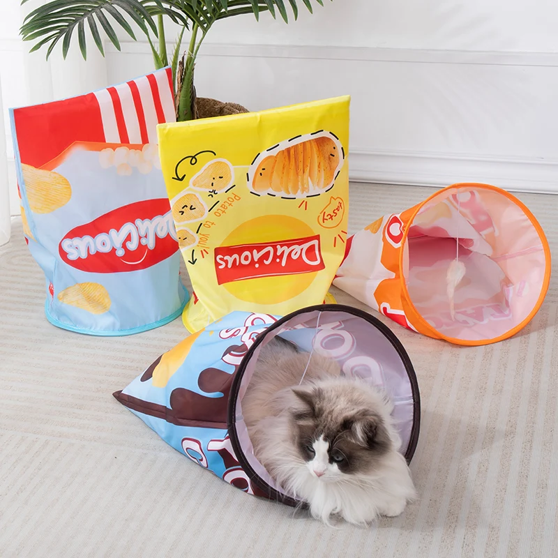 1pc Interactive Cat Tunnel Bag Toy, Foldable Hide and Seek Cat Crinkle Bag