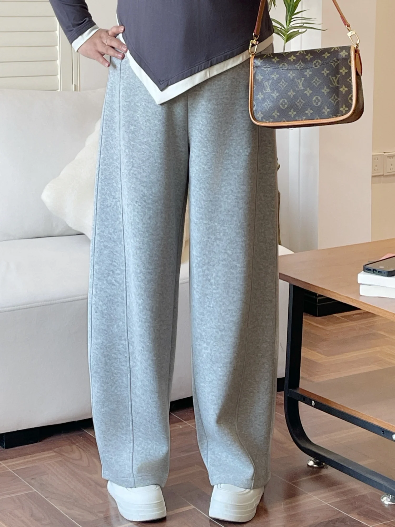 

High Waist Wide Leg Pants Lazy Straight Cut Trousers for plus Size Women Spring New Sle Comfortable Elastic Waist Casual Pants