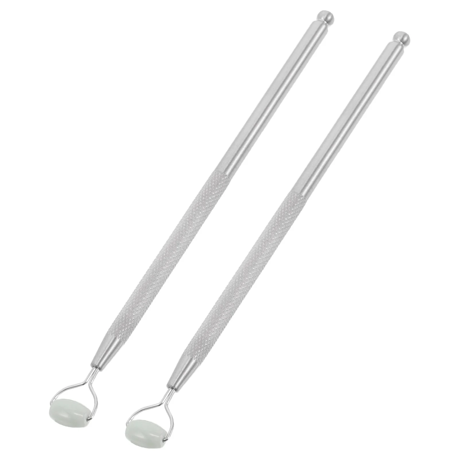 Masajeador de ojos de piedra de Jade para mujer, Corrector de nariz, rodillo Facial refrescante, herramienta de cuidado de la piel, palo de belleza portátil, 2 uds.