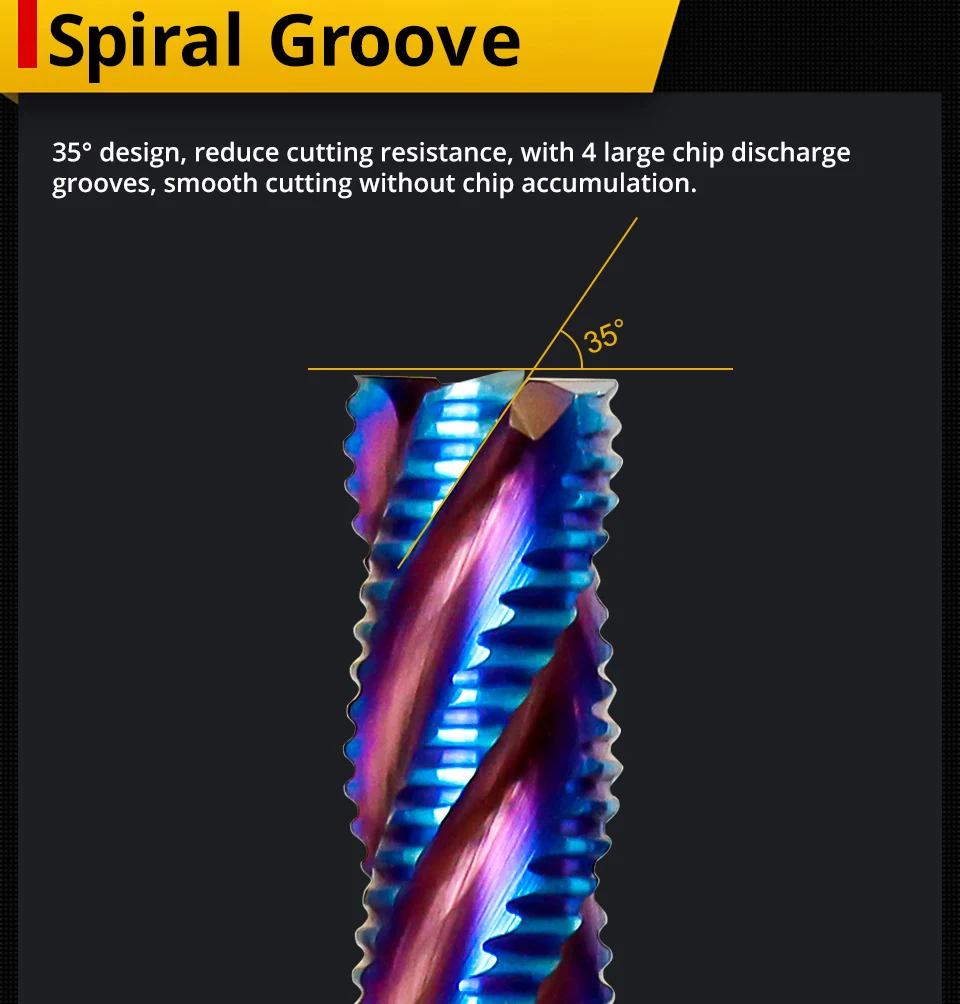 VACK HRC65 Schruppfräser Spiralschaftfräser Hartmetall Wolframstahl Fräser 4 Flöten Metall CNC Werkzeugmaschinen 6 8 10 mm – Detail 5