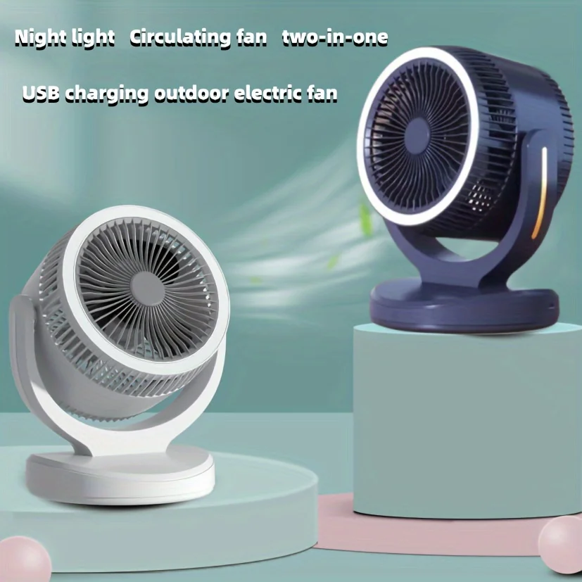 Nieuwe Desktop Ventilator Luchtcirculatie Ventilator Usb Oplaadbare Met Led Lamp Desktop Home Office Kleine Elektrische Ventilator Zomer Camping Fans