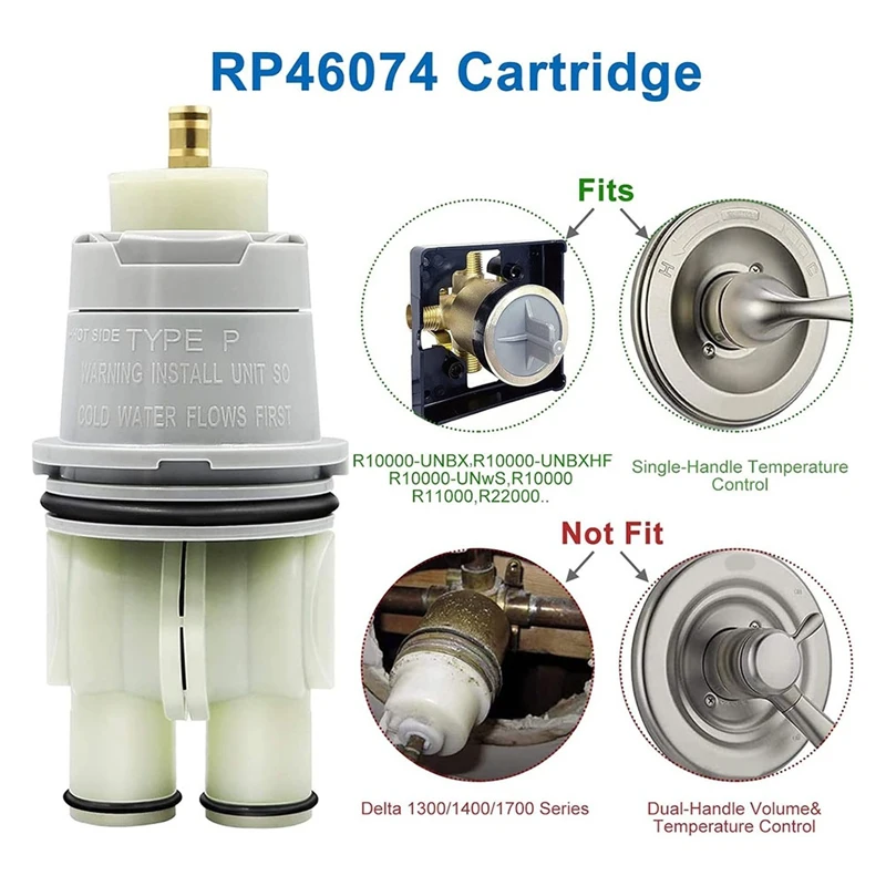 RP46074 Shower Cartridge Replacement For Delta 13/14 Series Single Handle Bath Tub Shower Faucet With RP22734 Bonnet Nut