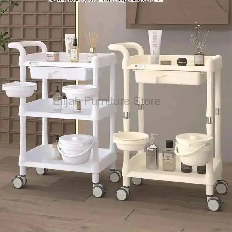 

Trolley Auxiliary Aesthetic Multifunction Pink Storage Hairdressing Cart For Beauty Salon Carrello Attrezzi Spa Furniture MQ50TC