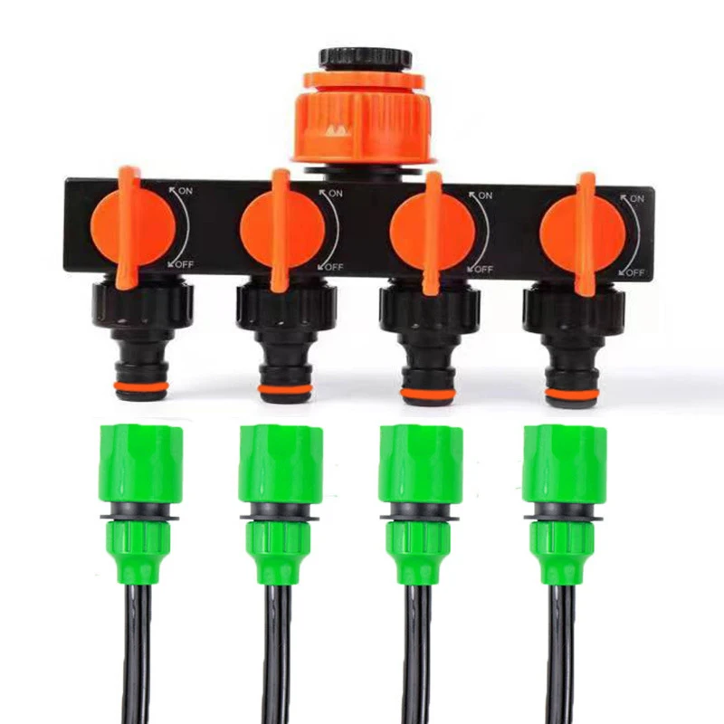New 1PCS Diverter 4-way Faucet Water Distributor With Switch Four-way Valve For Water Pipe Hose Pipe Tap Connectors