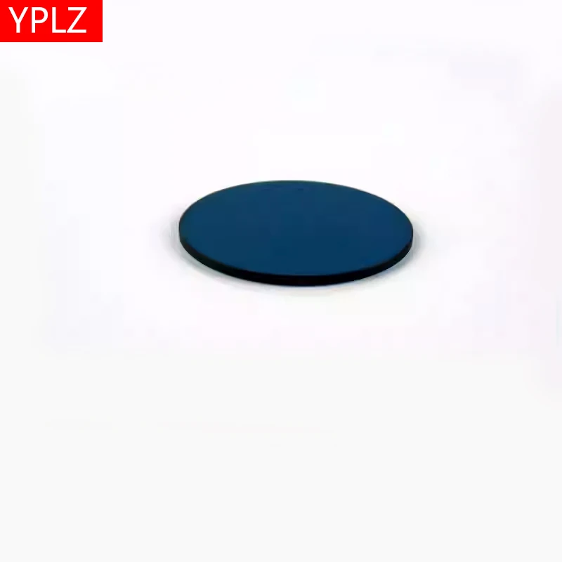 Colored optical glass transmits light at around 500nm. Blue optical filter. Optical experimental glass sheet