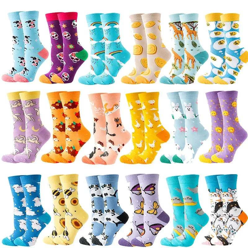 Śliczne męskie i damskie skarpetki z motywem zwierzęcym Kawaii Fun modne skarpetki Happy Harajuku codzienne jesienne i zimowe skarpetki