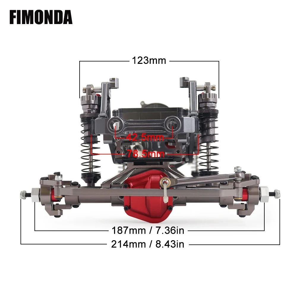 FIMONDA 1/10 RC Crawler Metal Chassis Kit 313mm 12.3" Wheelbase with Metal Transmission Aluminium Axle Carbon Fiber Frame Rail