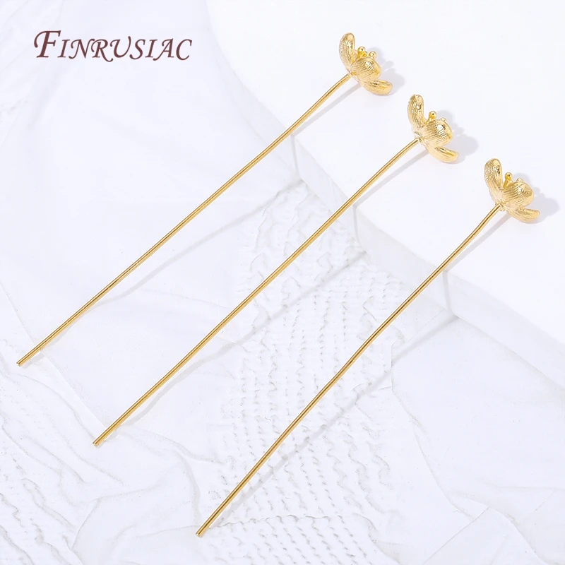 18K Gold Plated Flower Head Pins For Jewelry Making,Long Stem Pins For Beading,Handmade DIY Jewelry Findings,Earring Accessories
