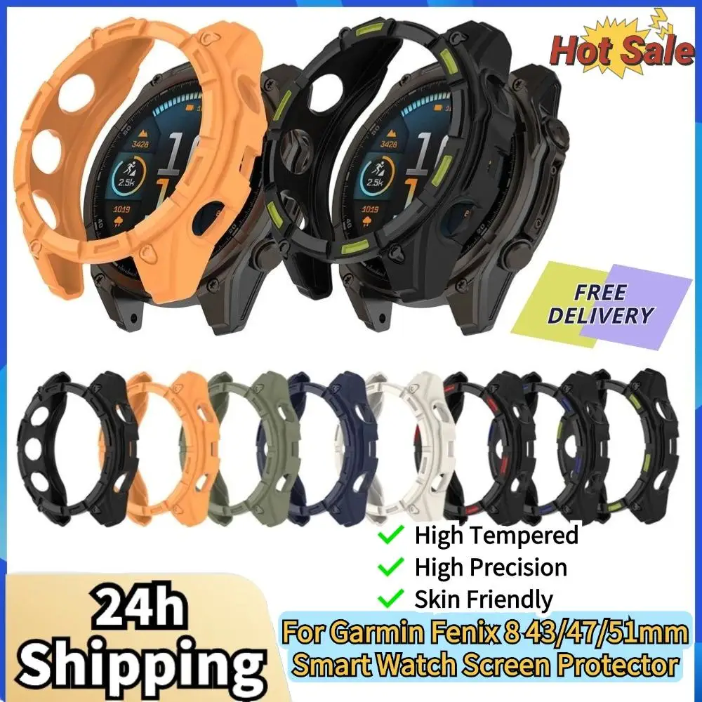 For Garmin Fenix8 53mm/47mm Hollow Protective Case TPU Anti-drop Scratch-resistant Waterproof Dustproof Protective Cover