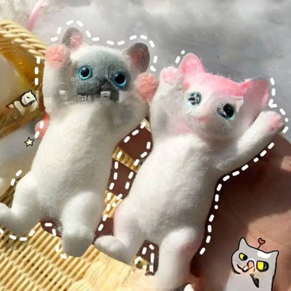 น่ารักช้า Rebound ตุ๊กตาแมวบีบของเล่นสัตว์การ์ตูนจําลองแมวบีบของเล่นที่มีสีสัน Mini Cat Fidget ของเล่นมินิเครื่องประดับ