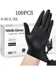 100PCS Black Nitrile Gloves Household Kitchen Bathroom Cleaning Gloves Dishwashing Nail Art Hair Dye Pets Latex Free Shipping