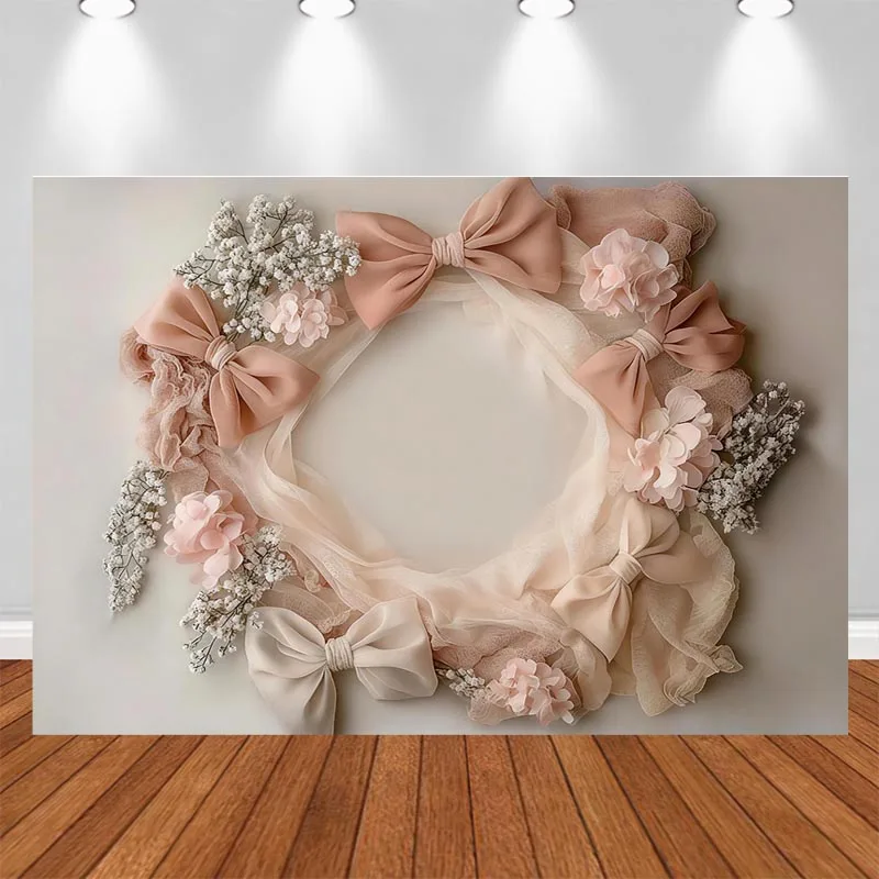 LS Art Floral Kids Photography Backdrops Baby Child Newborn 1st Birthday Props Abstract Texture Hand Painted Flower Background
