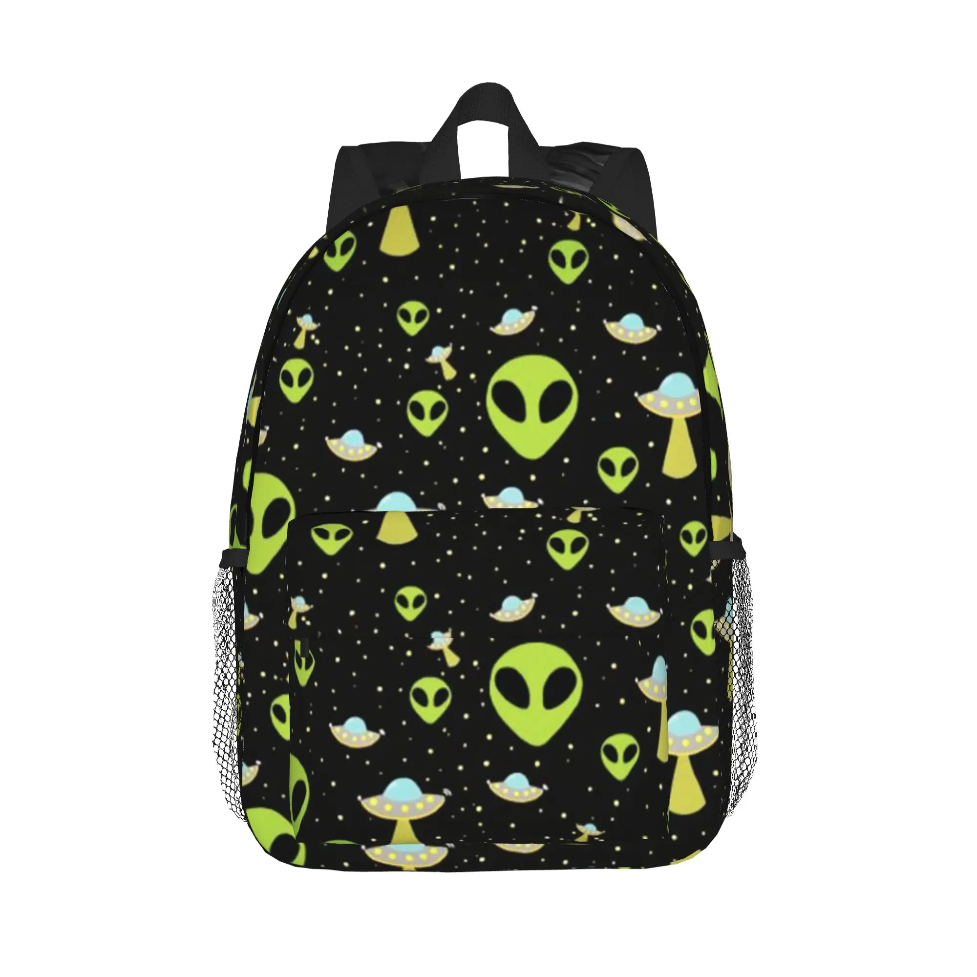 Green Alien Spaceship Pattern Backpack Hot Sale Daypack Large Capacity Boys Girls BookBag Shoulder Bags for Men Women School Bag