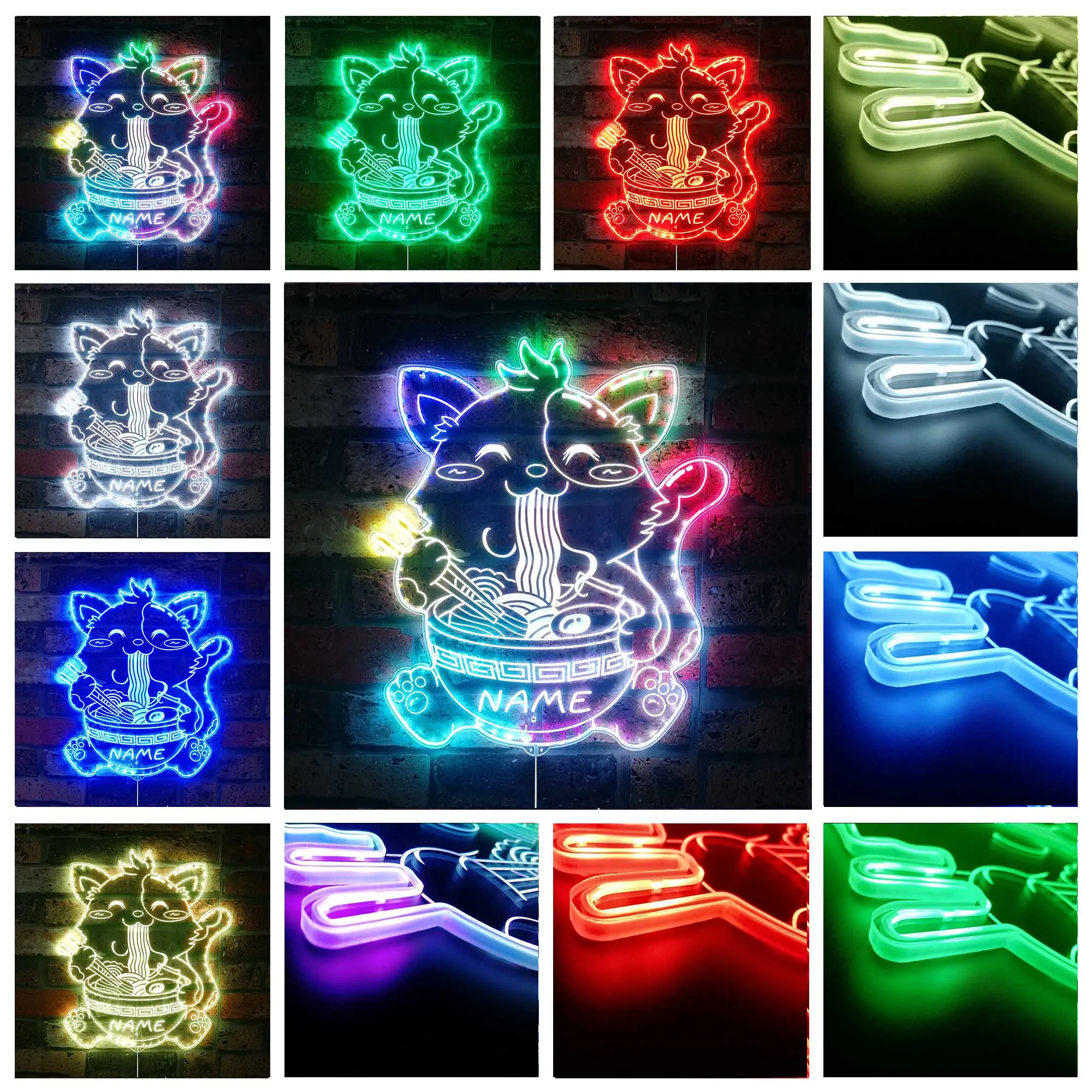 Personalized Cute Ramen Cat RGB Dynamic Glam LED Sign st06-fnd-p0055-tm