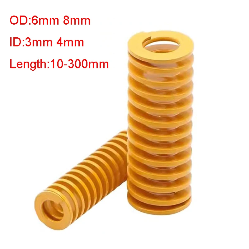 OD 6mm 8mm ID 3mm 4mm Yellow Small Load Die Mold Compression Spring Loading Die Mold Spring Length 10-300mm