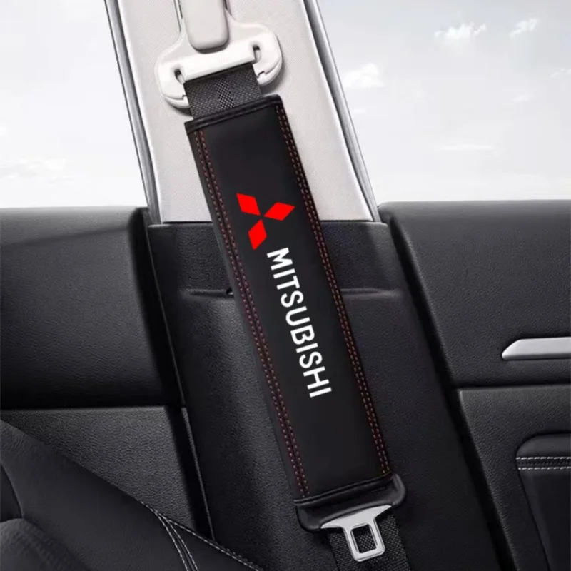 1pc Cowhide Car Interior Seat Belt Protector Cover for Mitsubishi Pajero Sport Outlander ASX Lancer Eclipse Cross