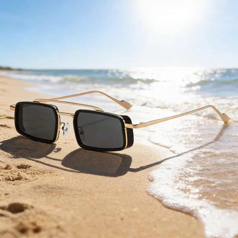 

Women Men Outdoor Sunglasses Fashionable Punk Style Eyeglasses Frames Metal Square Eye Protection Glasses Goggles for Sports