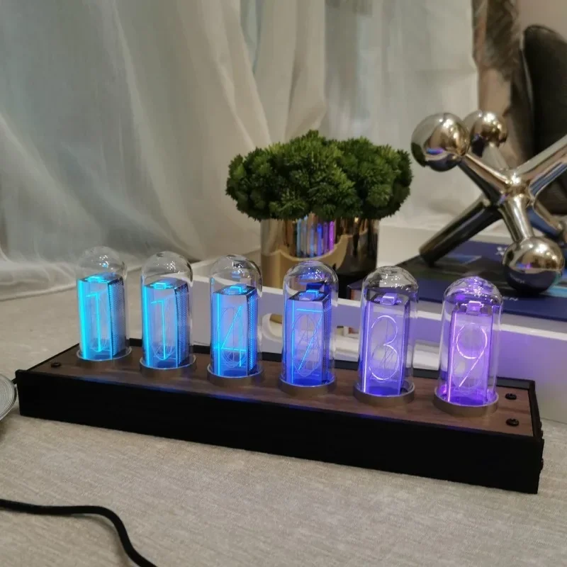 Digital Glass Nixie Tube Clocks LED Timepiece Calendar Mini Table Clocks Silent Modern Alarm Clock Bedside Table Watch Design